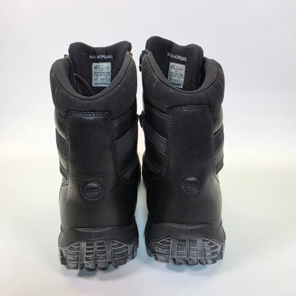 ECCO Gore-Tex Leather Boots Men's 13/13.5 Black Waterproof Hiking Vibram Combat